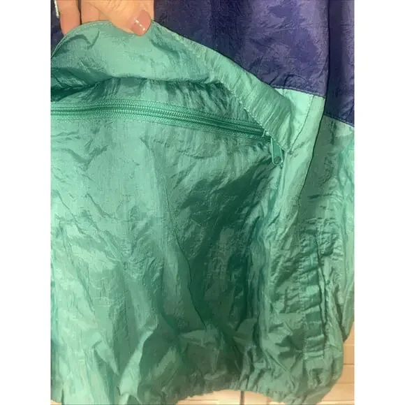 Vintage Honors Color Block Windbreaker Men’s Size XL Green Navy Hood 90’s - Picture 4 of 8
